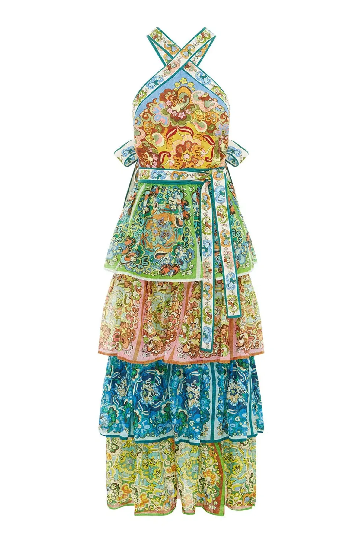 Alemais Dreamer Halter Tier Maxi Dress Multi Size 12 - Image 6