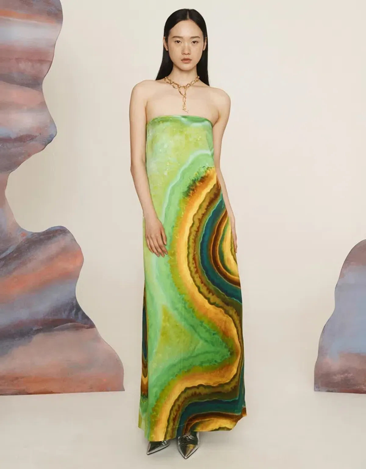 Alemais Iris Strapless Gown Green Maxi Dress XS Size 6 - Image 1
