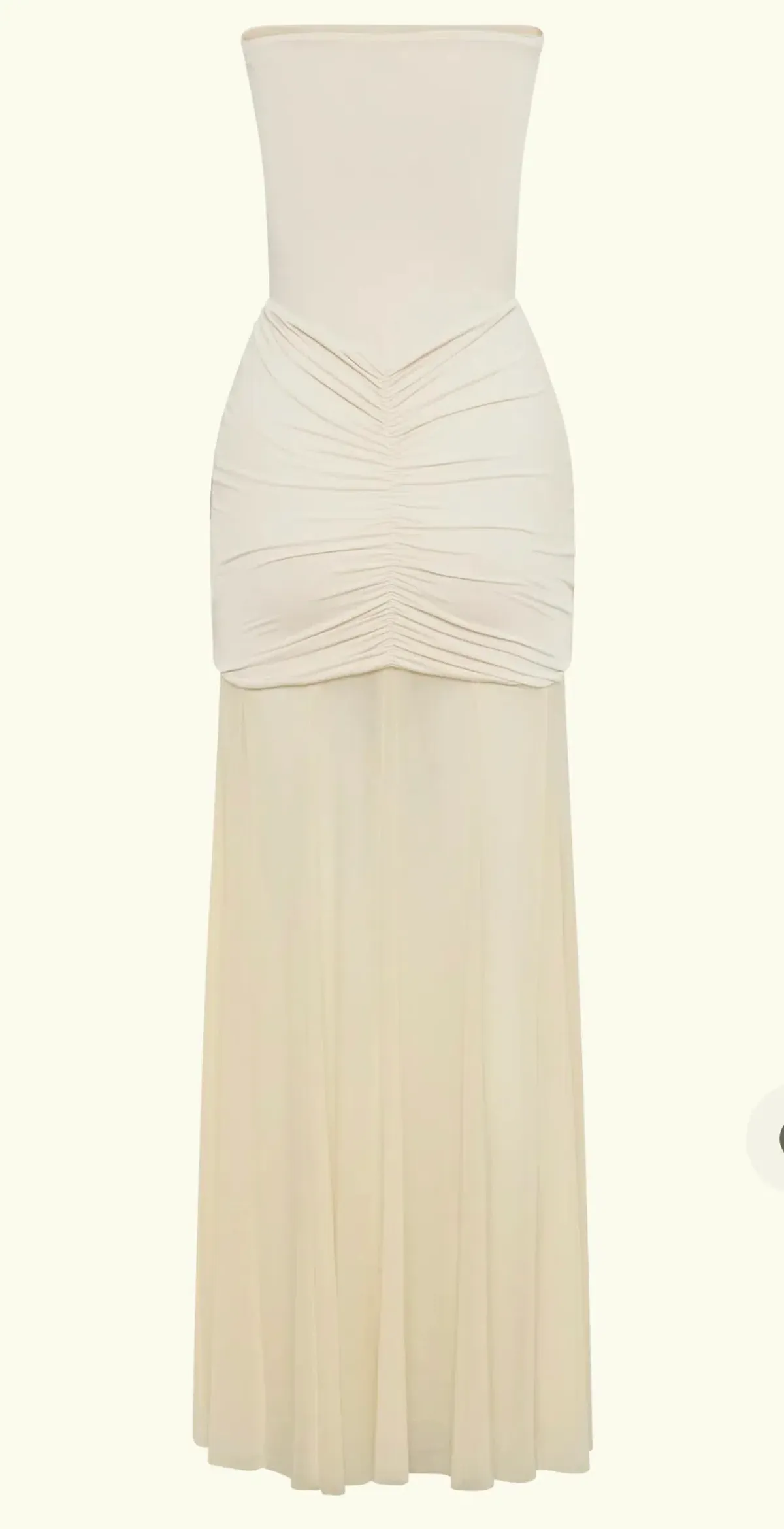 Meshki Caspian Slinky Mesh Off Shoulder Maxi Dress Ivory Size 6 - Image 9