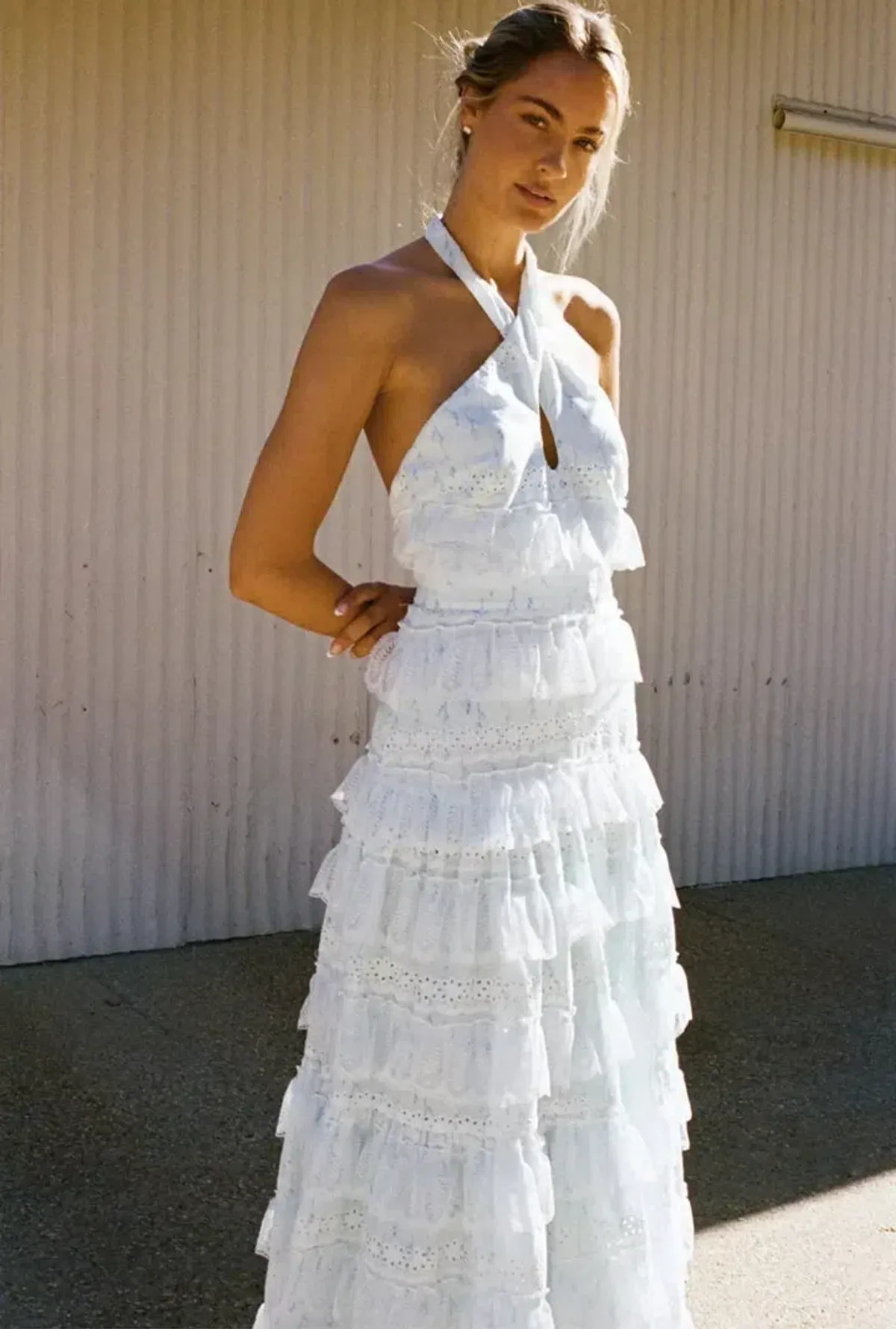 Anne Louise Boutique Lovette Halter Neck Dress White Size 14 - Image 2