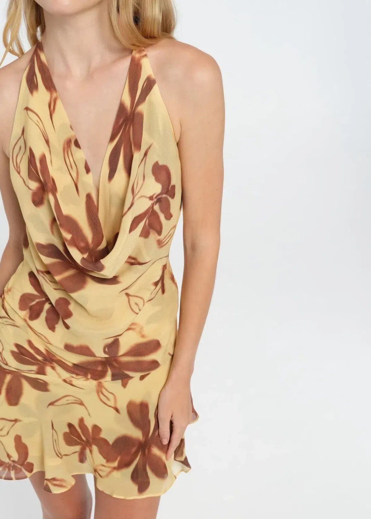 Benni Harlow Halter Mini Dress Yellow Size 8 - Image 3