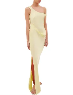 Bianca Spender Leonora Satin Crepe in Lemon Yellow Butter Dress size 2 / 10 AU for rent on The Volte - image 2