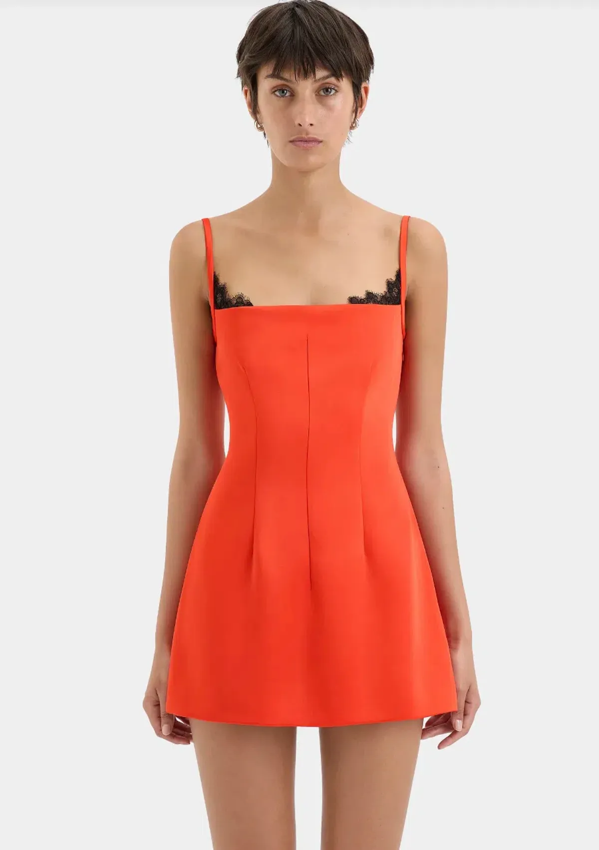 Poppy Contoured Mini Dress in Tangerine - Image 7