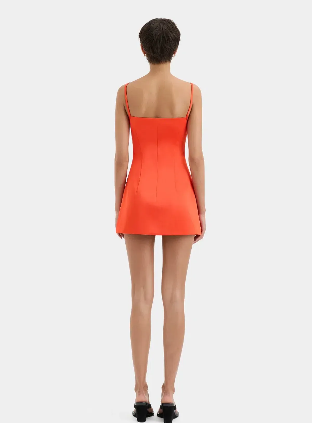 Poppy Contoured Mini Dress in Tangerine - Image 6
