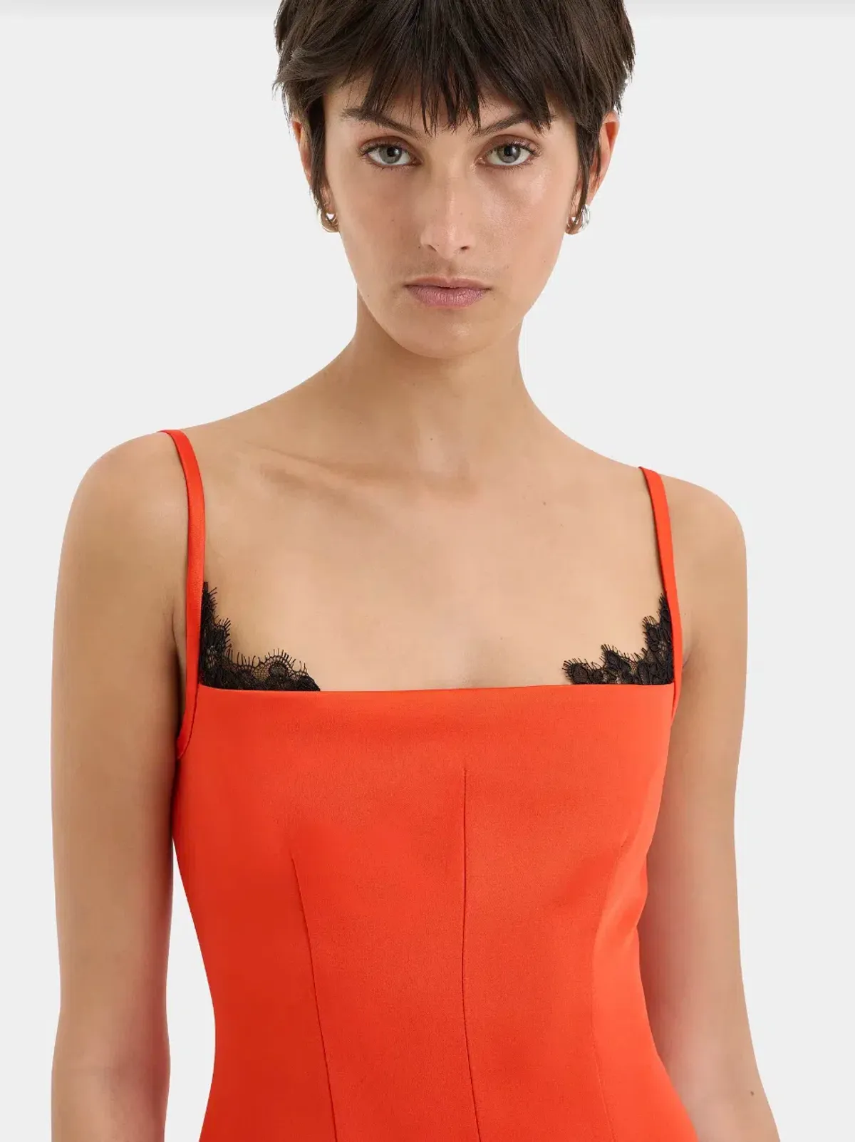 Poppy Contoured Mini Dress in Tangerine - Image 9