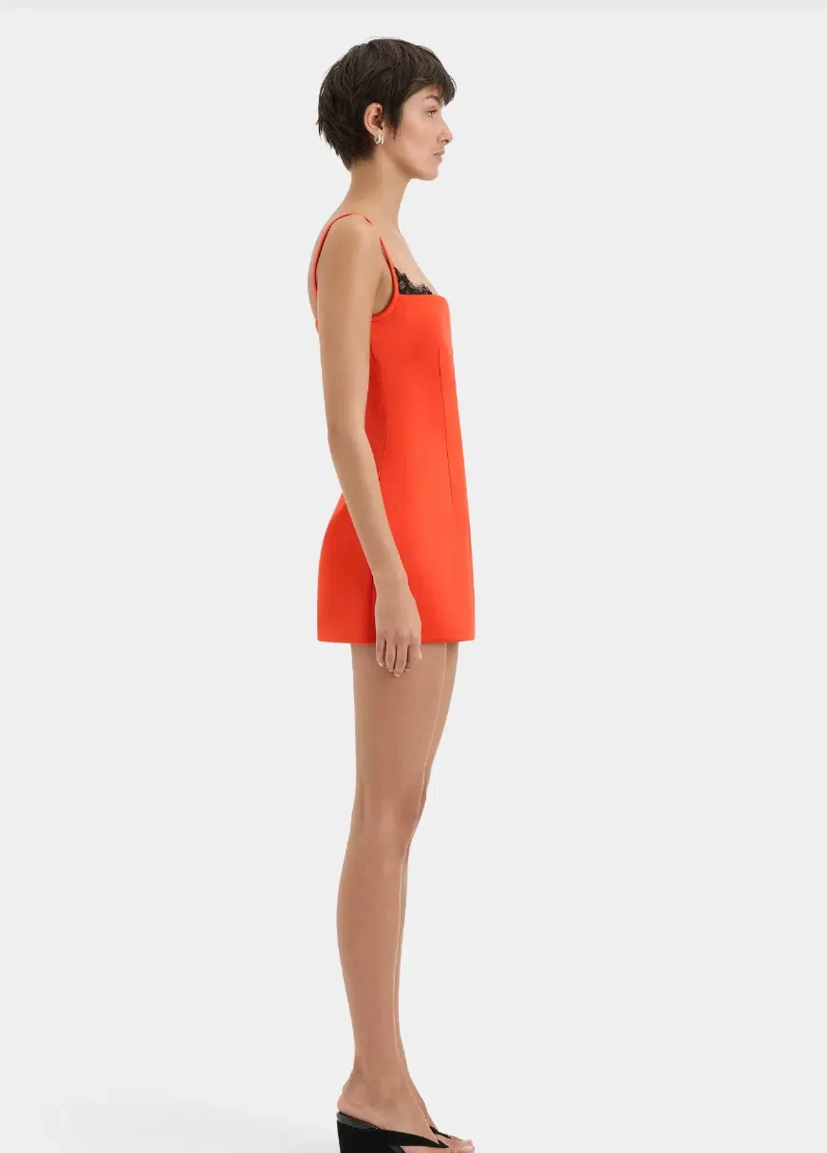 Poppy Contoured Mini Dress in Tangerine - Image 8