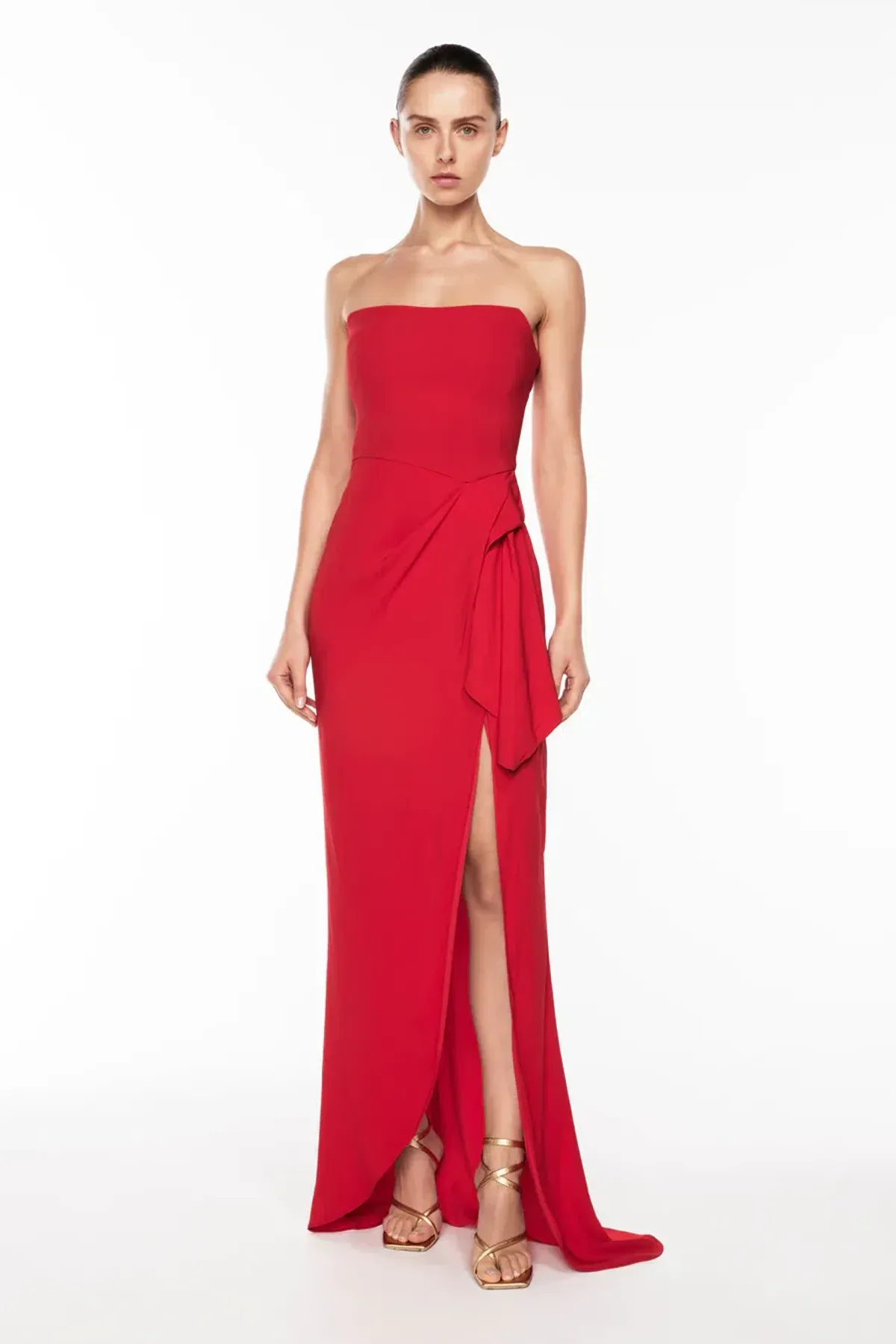 Manning Cartel Asymmetrical Games Strapless Gown Red Size 10 - Image 6