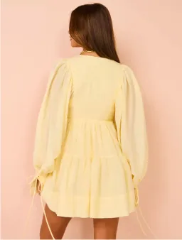 Shona Joy Limon Long Sleeve Mini Dress Yellow Size AU 10 for rent on The Volte - image 2