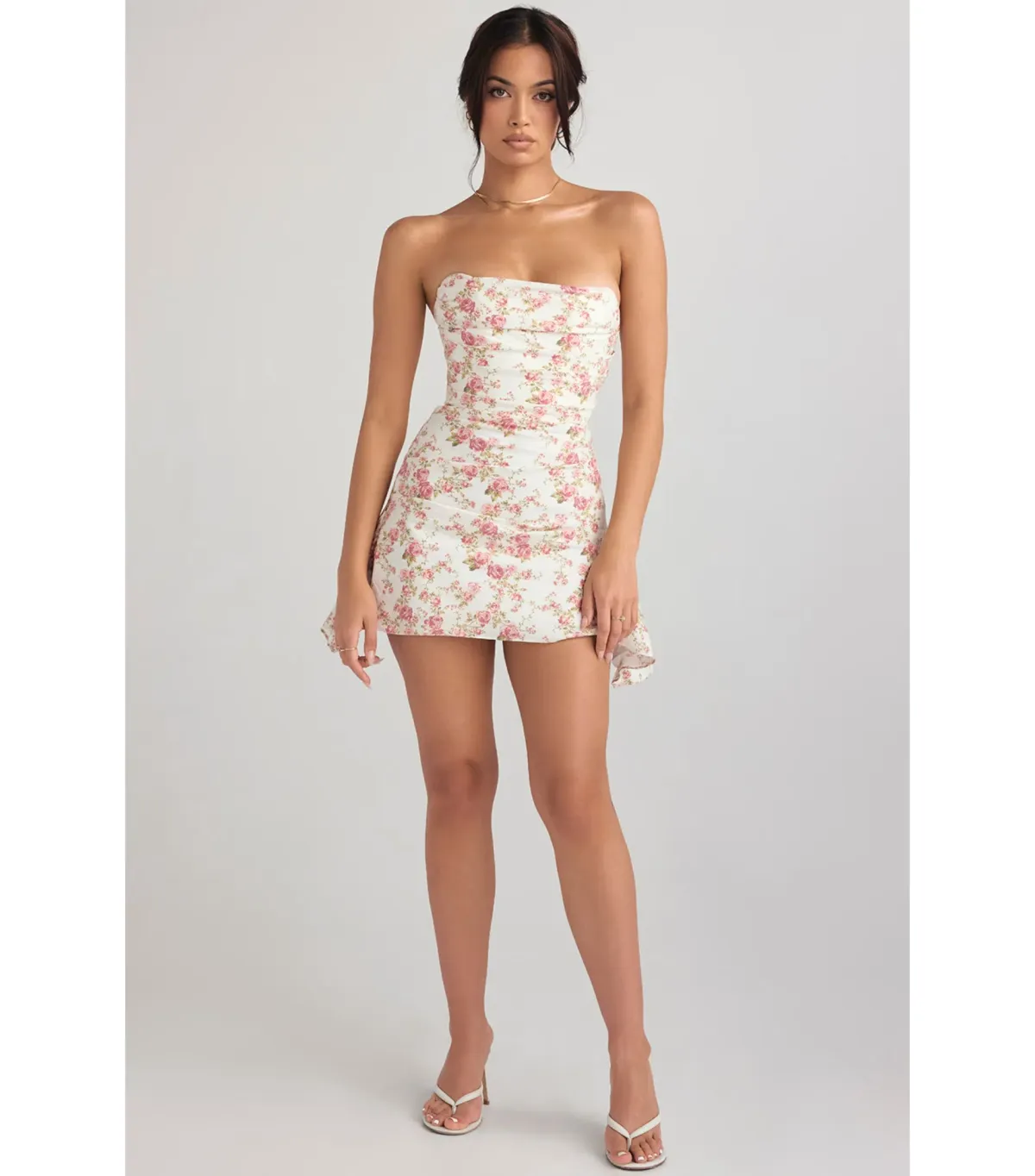 House Of CB Jasmine Draped Strapless Corset Dress Rose Print Size M / AU 10 - Image 1