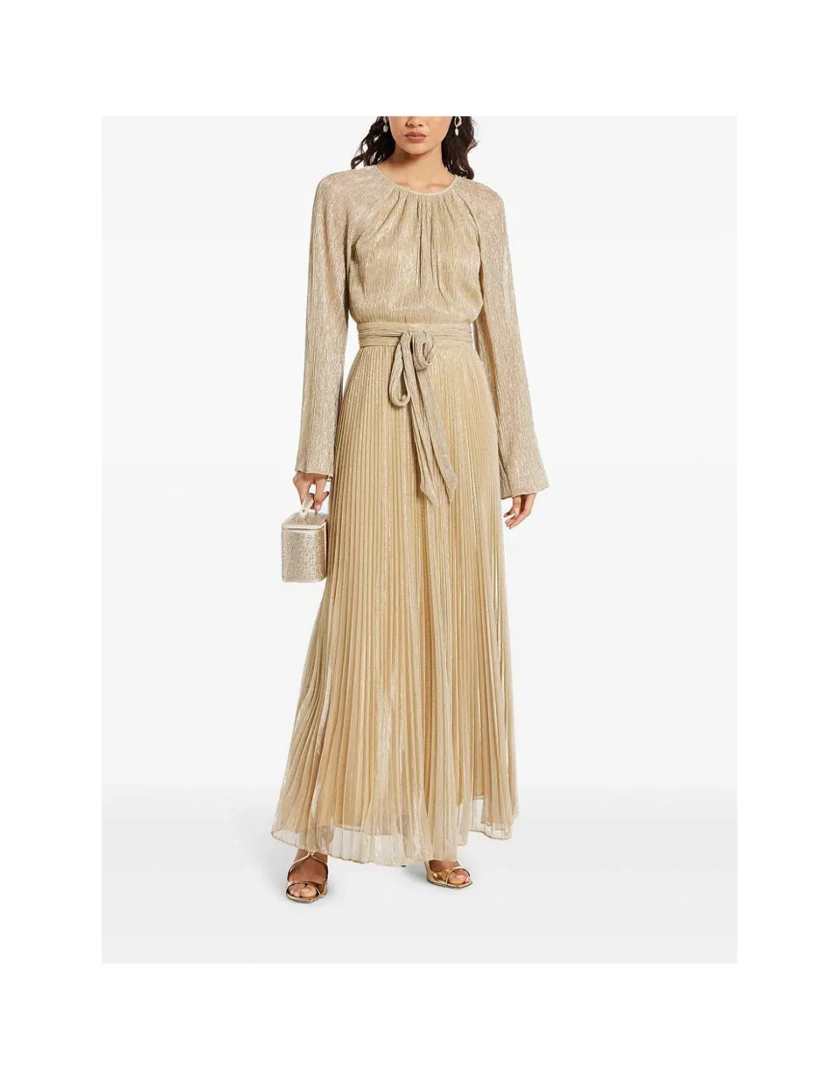 Simkhai Long Sleeve Belted Maxi Gown Gold Size 12/8 - Image 1