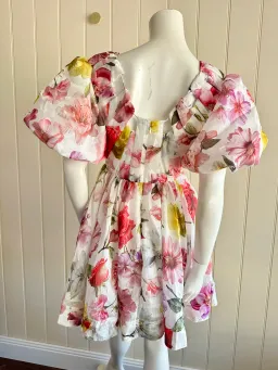 Aje fleur mini dress size 8 floral short puff sleeve for rent on The Volte - image 3