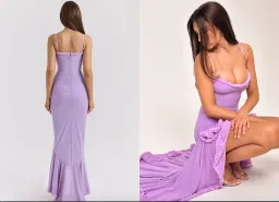 House of CB Gabbi Orchid Mesh Ruffled Front Gown Purple Lilac Size S AU 8 for rent on The Volte - image 4