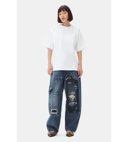 Ganni Heavy Cotton Drop Shoulder Heart T-shirt in White Size S/ AU 8 for rent on The Volte - image 1