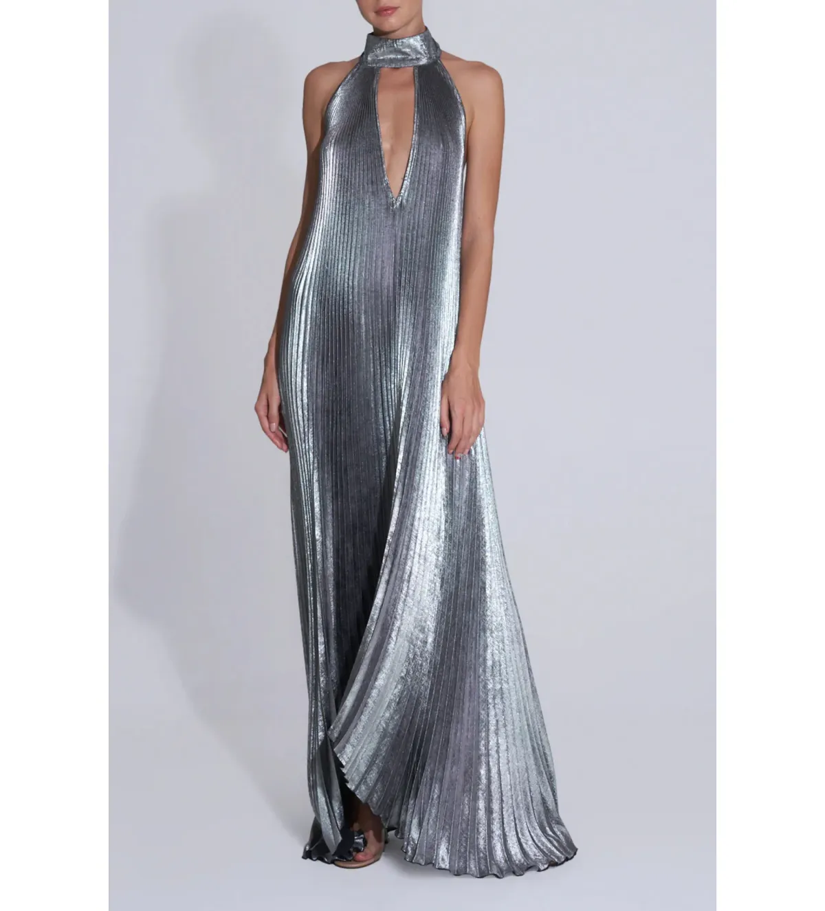 L'Idee Opera Gown Gunmetal Shimmer Size AU 8 - Image 1