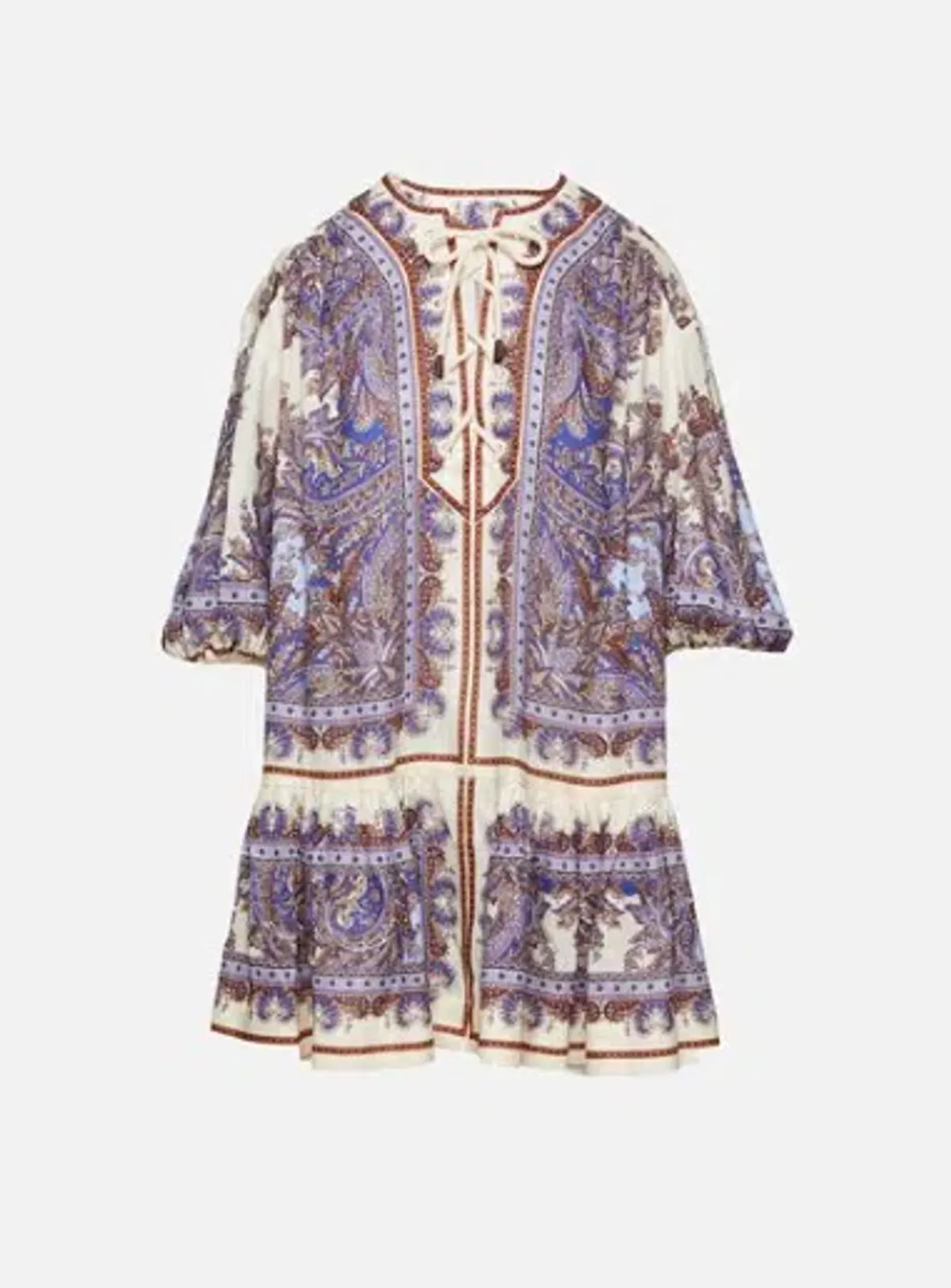 Zimmermann Ottie Eyelet Paisley Linen Mini Dress Size AU 8 - Image 4