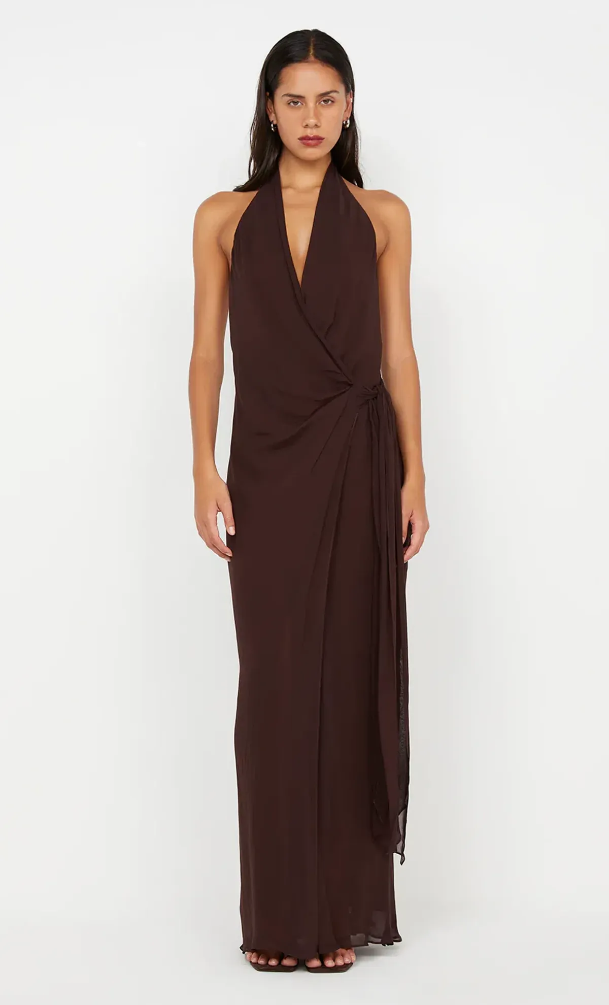 Bec & Bridge Soneva Wrap Dress Chocolate Brown Size 8 - Image 1