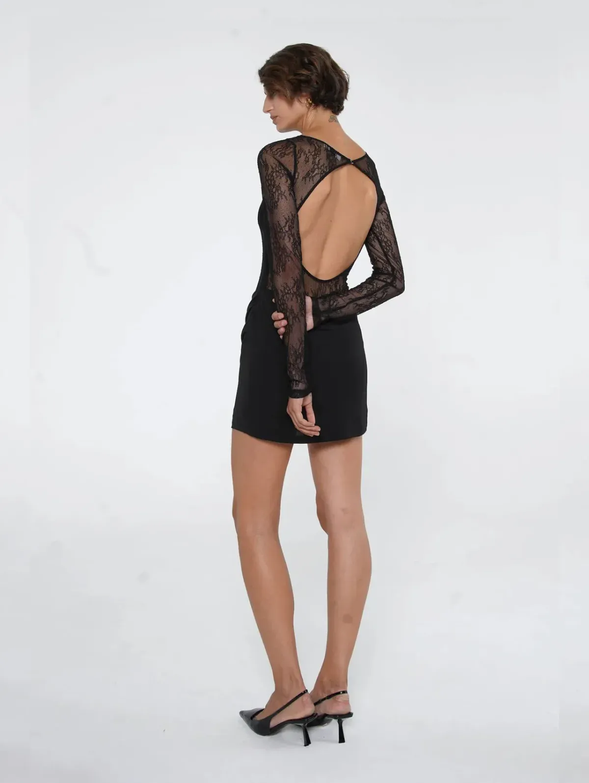 Benni Yana Lace Mini Dress- Black- Size 12 - Image 3