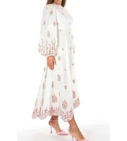 Zimmermann Poppy Floral-Embroidered Linen-Blend Midi Dress White Size 3/AU 14  for rent on The Volte - image 4