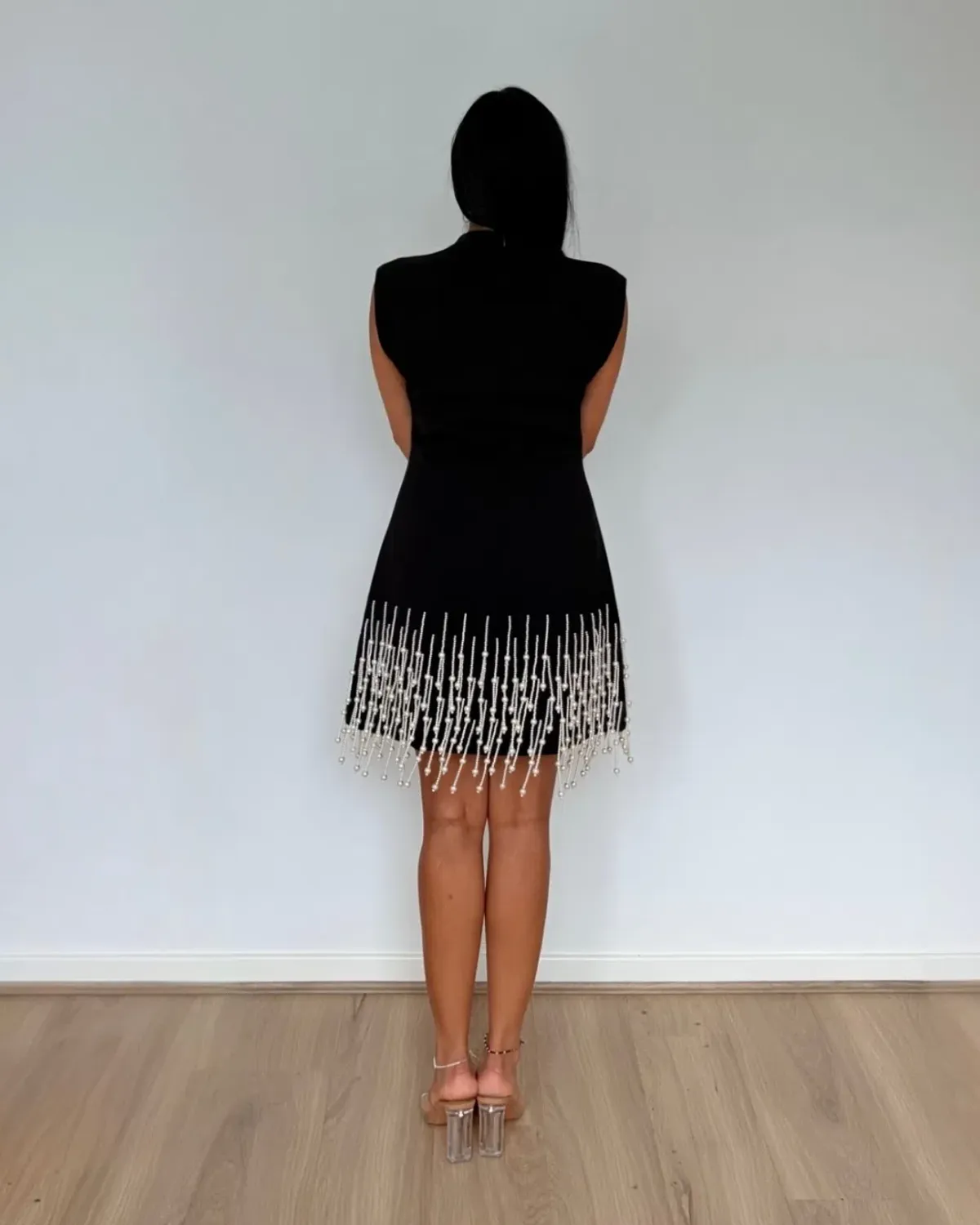 Odd Muse Pearl Drop Sleeveless Mini Dress Black Size M - Image 5
