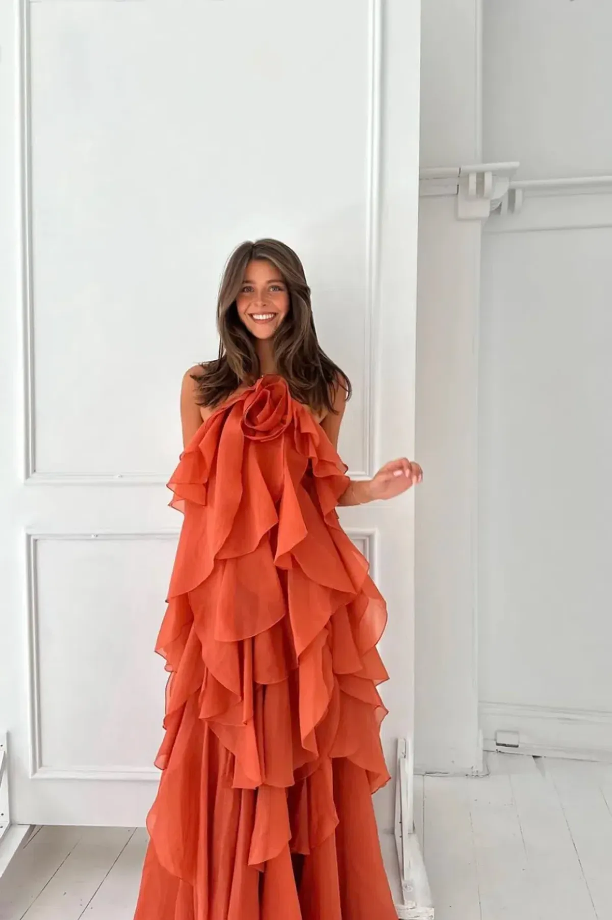 Aje Pandorea Maxi Dress Coral Clay Size 16 - Image 1