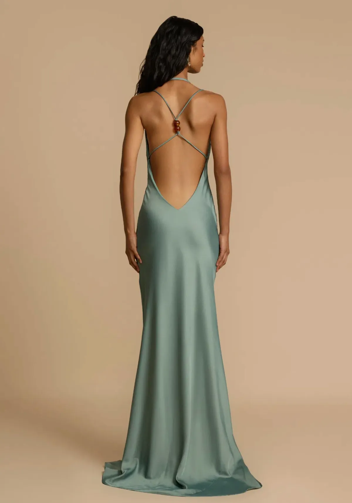 Arcina Ori Isodora Maxi Dress Metallic Green Size 8 - Image 3