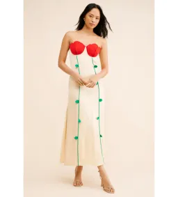 Farm Rio Beige Rose Shaped Bodice Sleeveless Maxi Dress Size AU 8 for rent on The Volte - image 1