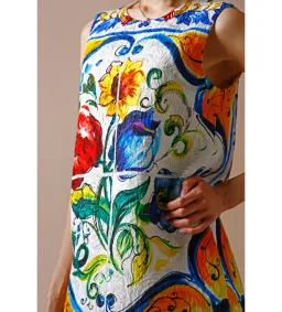 Dolce & Gabbana Majolica Print Mini Dress Multi Size AU 6 for rent on The Volte - image 2
