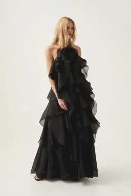 Aje Pandorea Layered Maxi Dress Black Size 10 for rent on The Volte - image 3