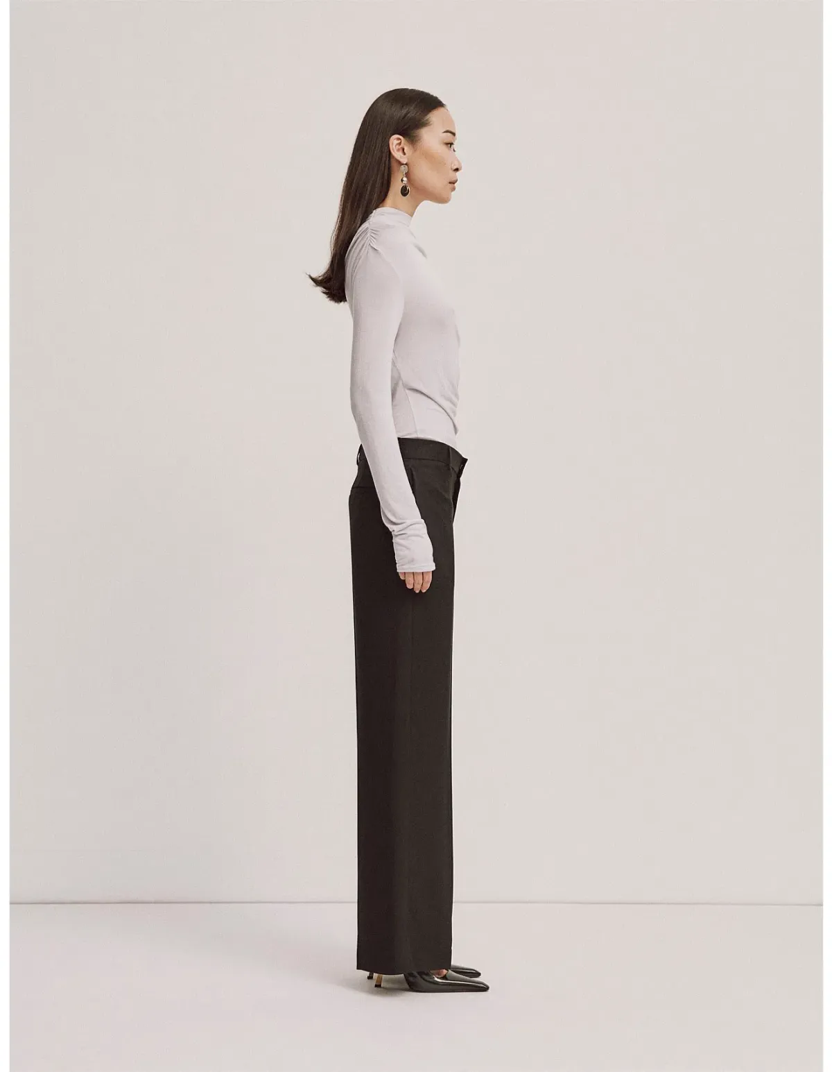 Ninety Percent Iphis Draped Long Sleeve Top in Enoki Mushroom Size M/ AU 12 - Image 3