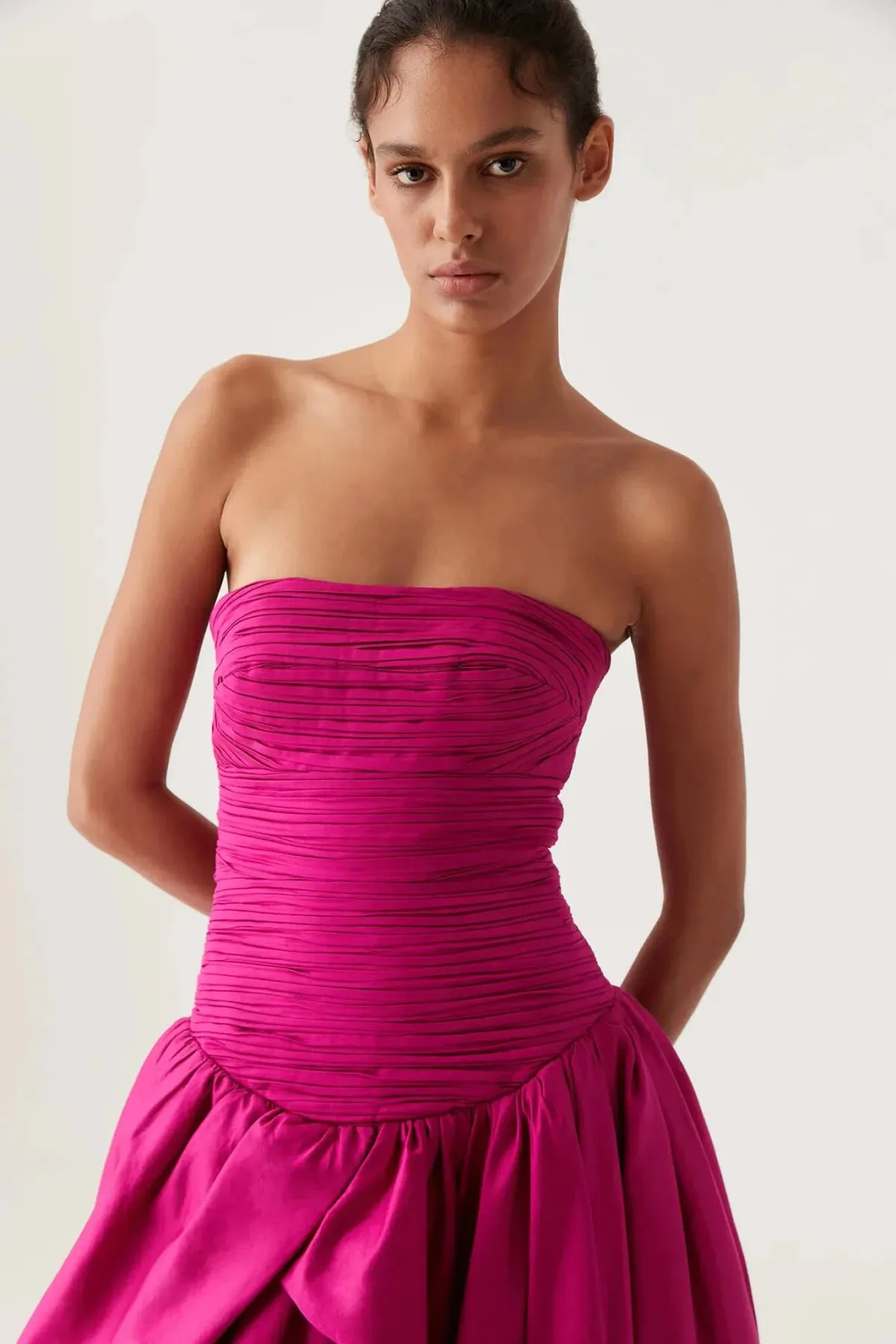 AJE Violette Bubble Hem Maxi Dress Deep Magenta Size AU 8 - Image 4