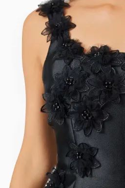 Elliatt Elder Floral Decal Applique Mini Dress In Black AU 8 for rent on The Volte - image 4