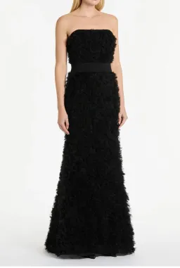 Carla Zampatti Ruffle Strapless Dress Black Size AU 8 for rent on The Volte - image 2