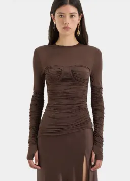 SIR Alessia Draped Gown Maxi Brown Size AU 10 for rent on The Volte - image 2