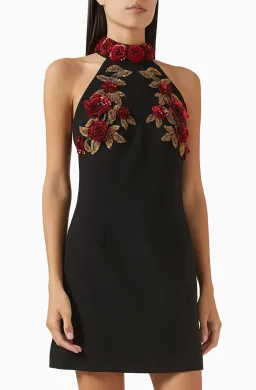 Rebecca Vallance Rosetta Halter Mini Dress Black Size 8 for rent on The Volte - image 4