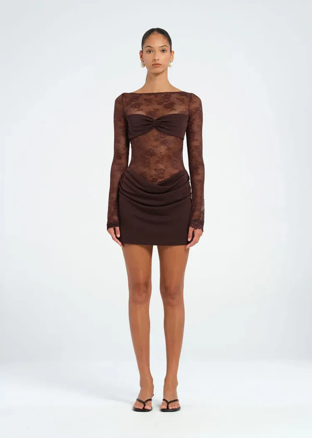 Benni Oskar Mini Dress Chocolate Size AU 10 - Image 6