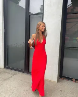 Effie Kats Eiza Gown in Cherry Red Size XS/AU 6 for rent on The Volte - image 3