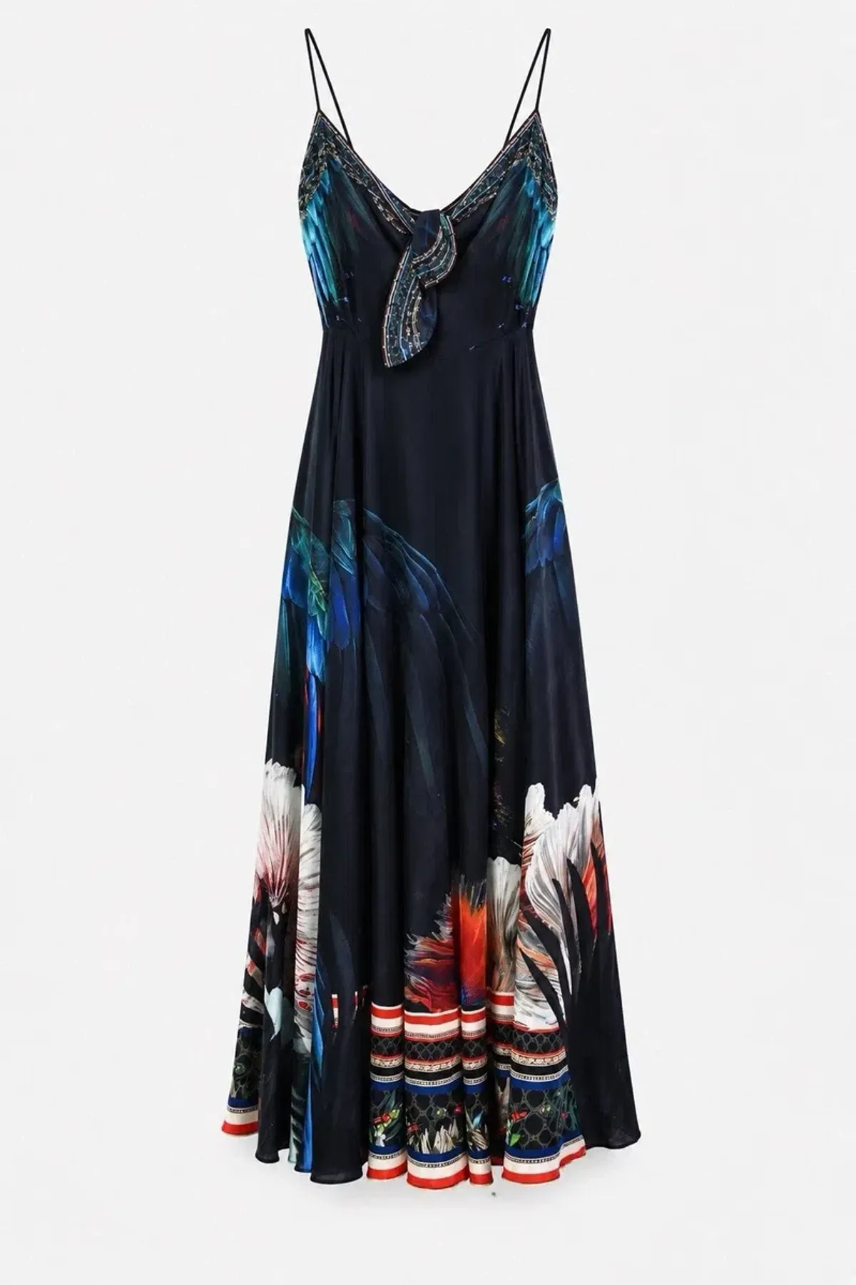 Camilla Long Dress With Tie Front Night Flight Maxi Dress Size AU 6  - Image 1