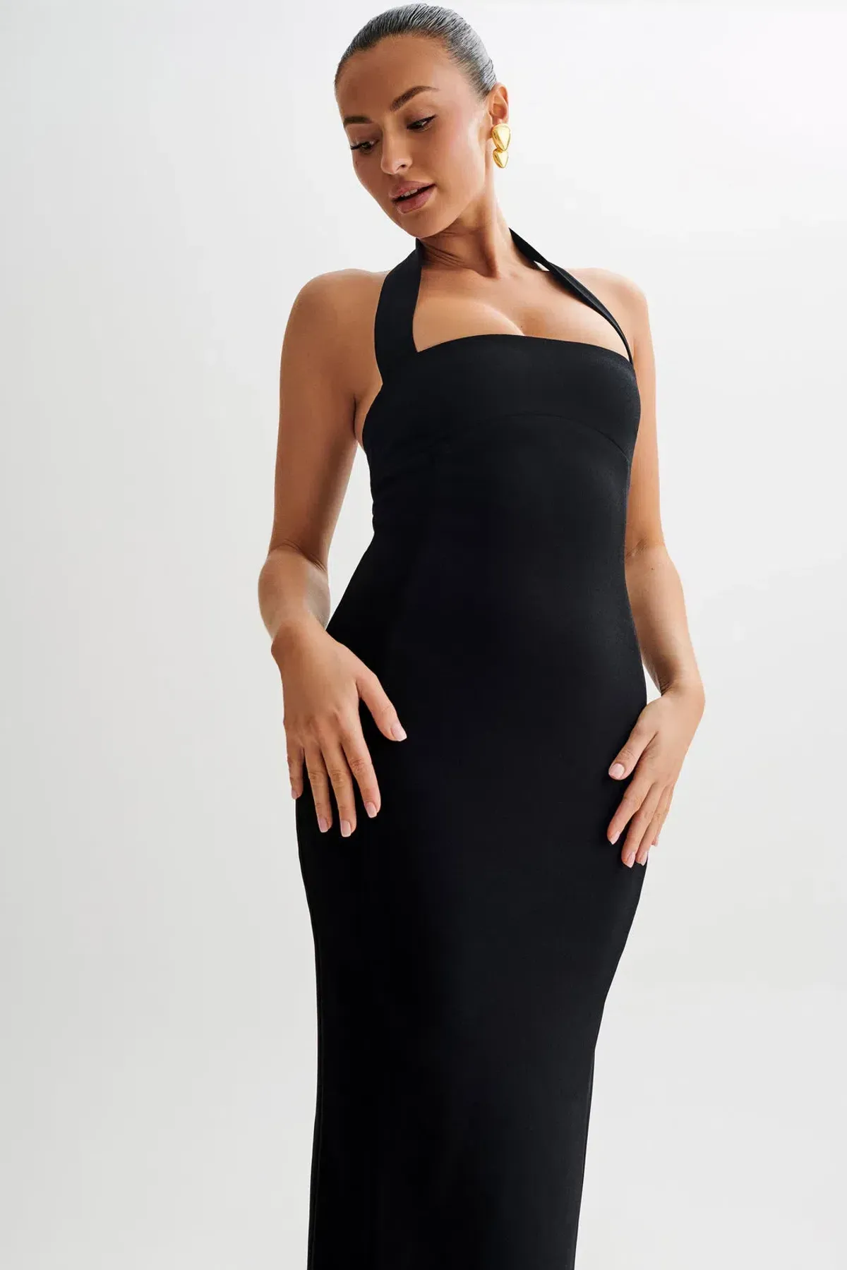 Meshki Amelita Suiting Halter Midi Dress Black Size 6 - Image 2