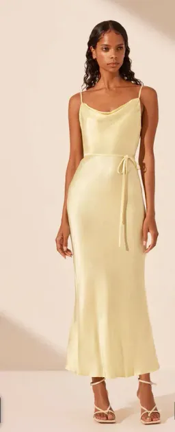 La Lune Bias Cowl Midi Dress Lemon Size 10 for rent on The Volte - image 1