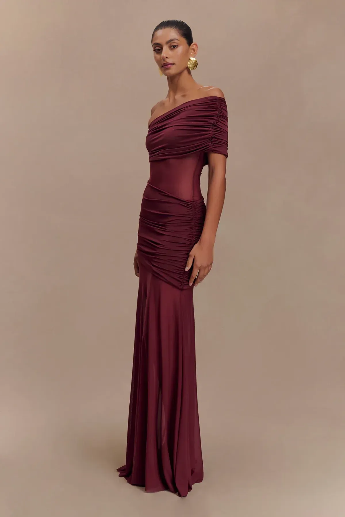 Meshki Dallas One Shoulder Burgundy size 10 - Image 3
