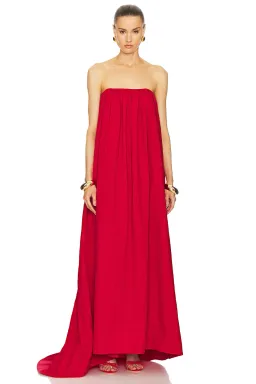Helsa Studio Crinkle Pleated Gown Very Red Size 8 for rent on The Volte - image 2