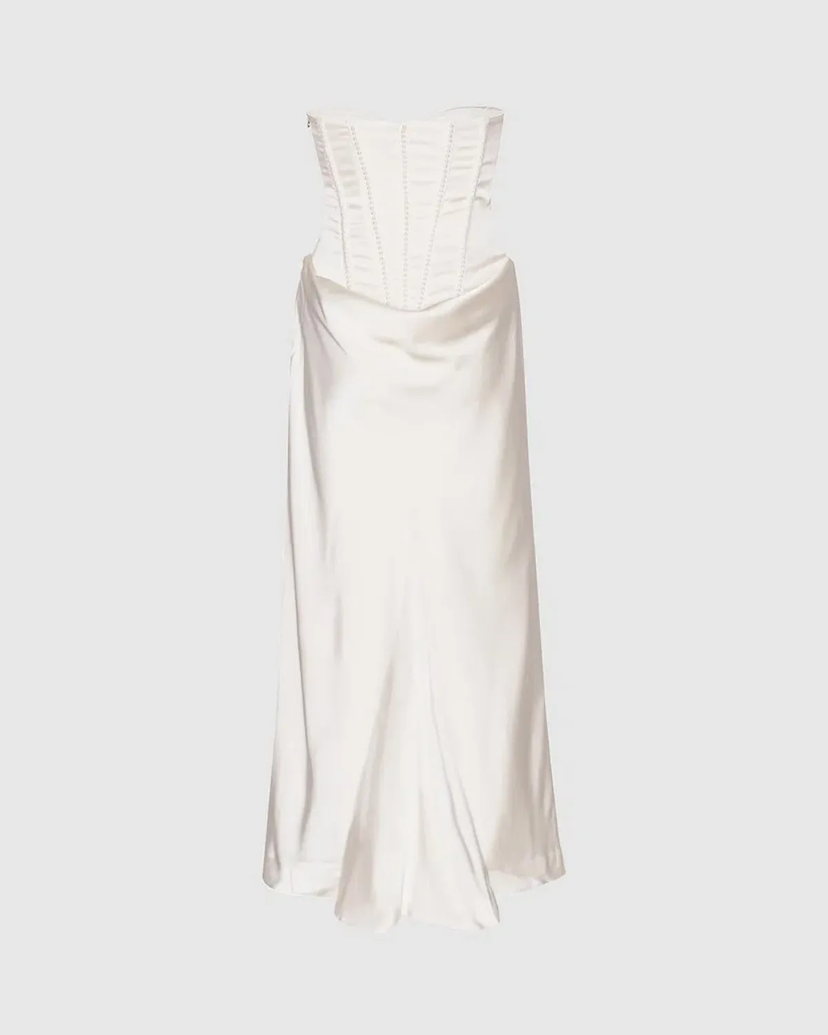 Rotate by Birger Christensen Satin Pearl Corset Dress in White Size 34 / AU 6 - Image 5