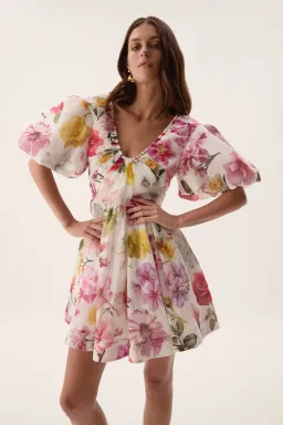 Aje Fleur Mini Dress Collage Floral Size AU 12 for rent on The Volte - image 2