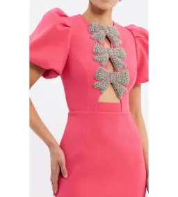 Rebecca Vallance Posey Puff Sleeve Midi Dress Pink Size AU 10 for rent on The Volte - image 3