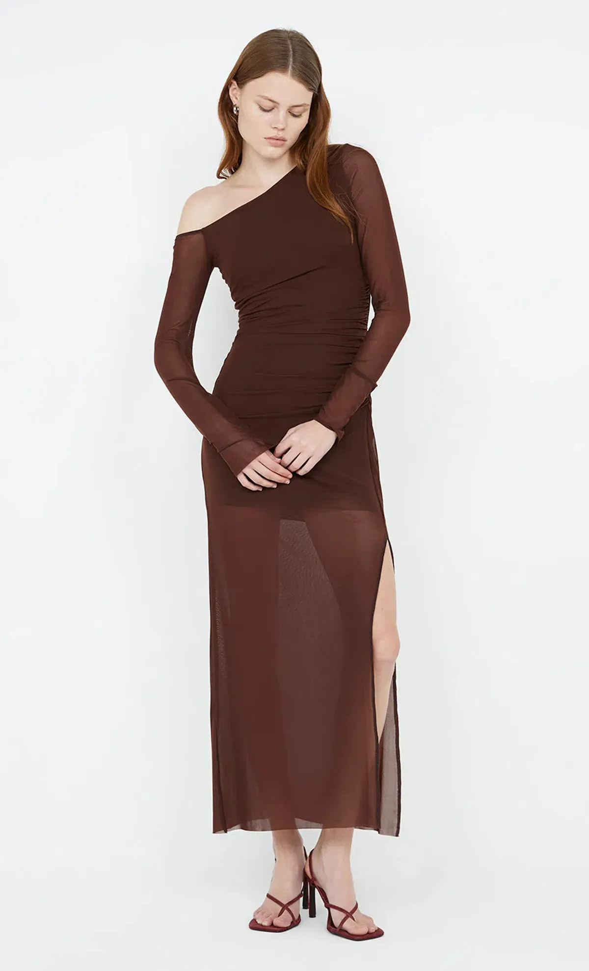 Bec & Bridge Fae Asym Long Sleeve Dress Cocoa Brown Size 10 - Image 6