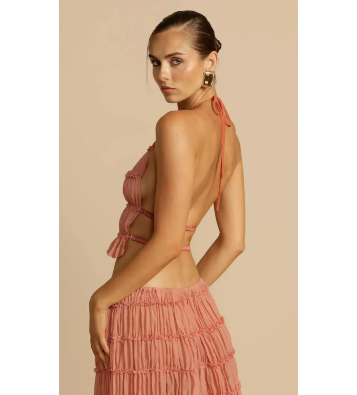 Arcina Ori Juliette Halter And Skirt Set Peach Size M / AU 10 - Image 3