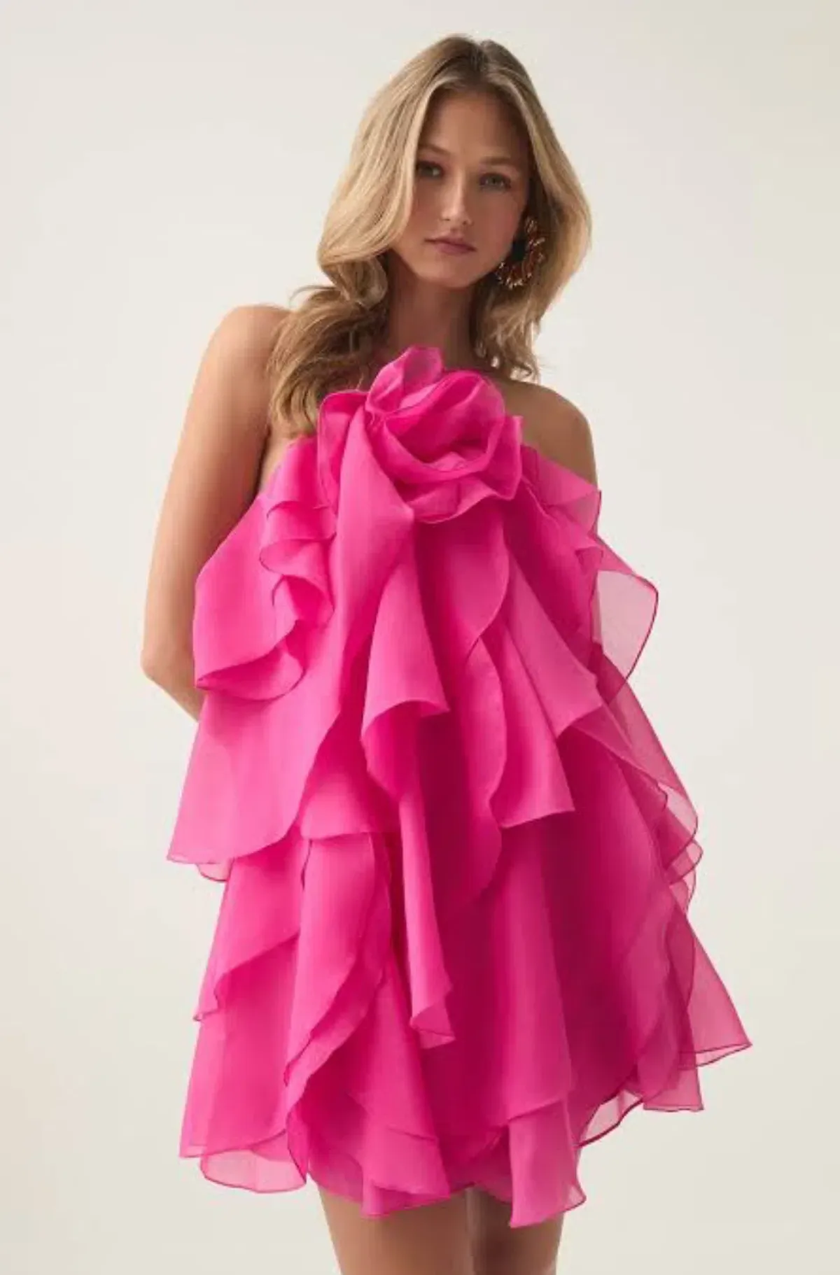 Aje Pandorea Layered Mini Dress in Fuschia Rose Size 10 - Image 1