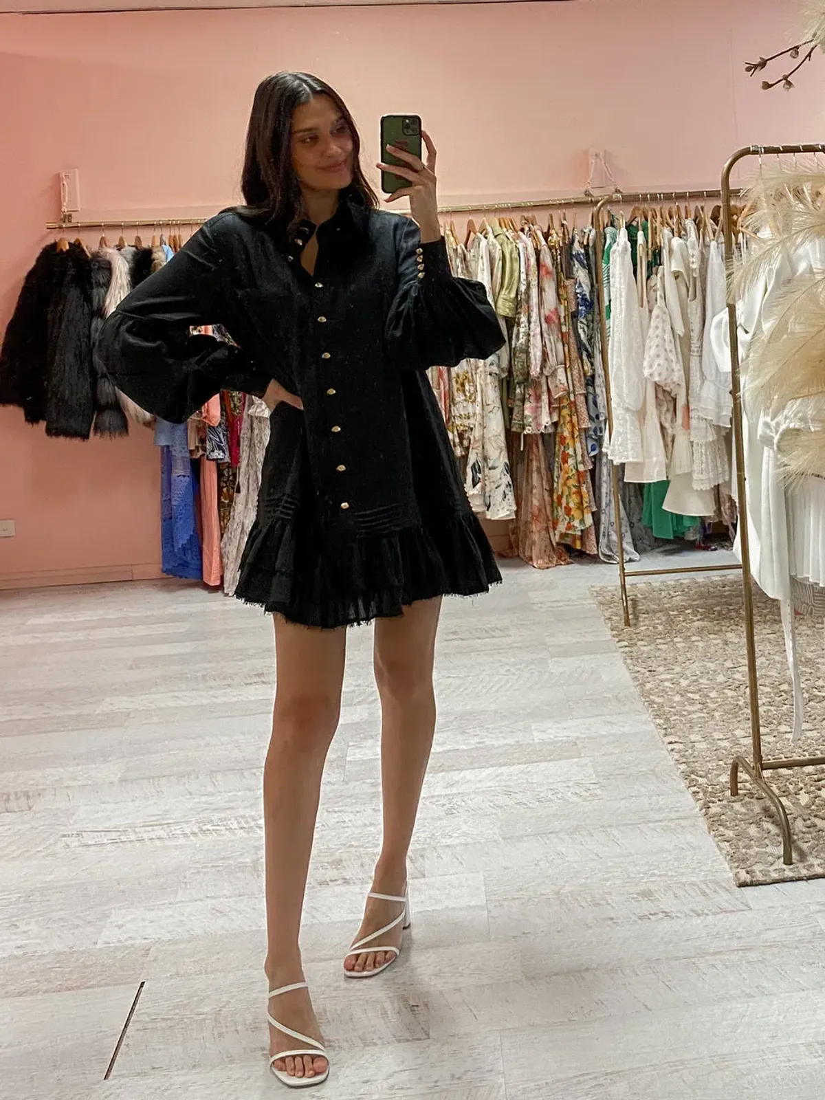 Aje Lotus Shirt Dress Mini Black Size AU 4 - Image 2