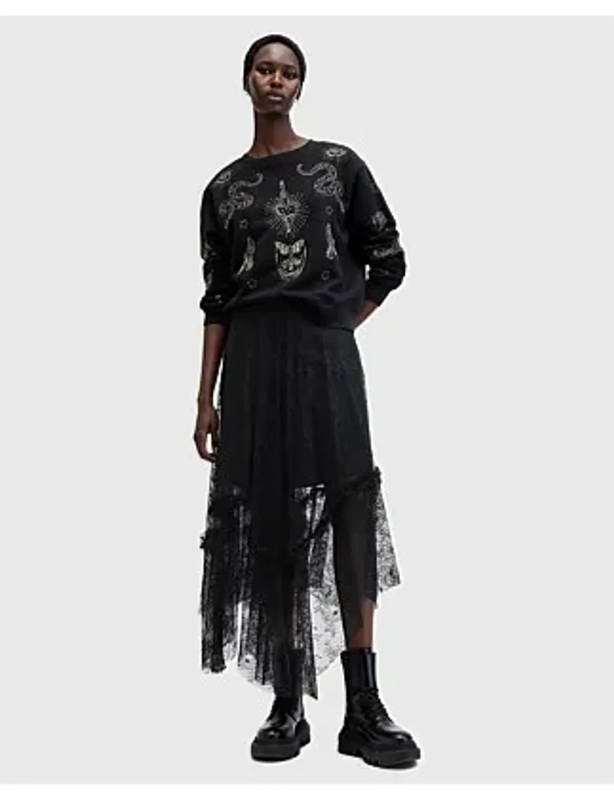 Allsaints Josie Lace Skirt Black Size 10 - Image 2