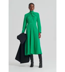Scanlan Theodore Silk Drape Neck Midi Dress Emerald Size AU 6 for rent on The Volte - image 1